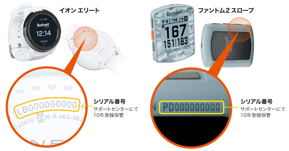 ゴルフ用GPSナビのシリアル番号|BushnellGOLF